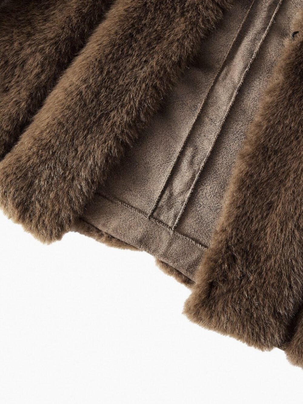 Coffee Brown Casual Women's Premium Stand Collar Faux Fur teddy Coat jacket - Picture 10 of 12